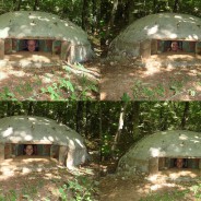 Bunkertjes op de berg ten oosten van Tirana